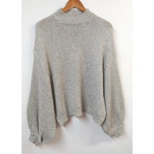BB Dakota Steve Madden WM S Sweater Gray Metallic High Neck Long Dolman Sleeves